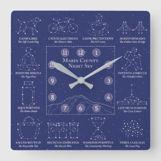Marin County Night Sky Wall Clock Blue