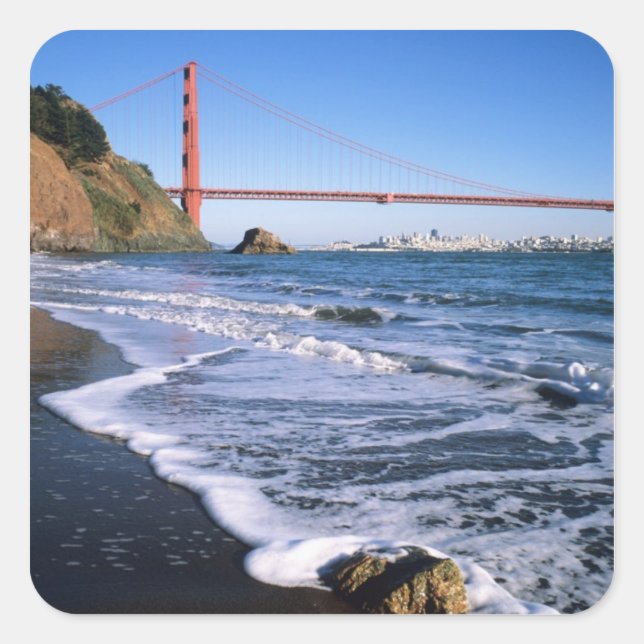 Marin Headlands, Golden Gate Bridge; San Square Sticker (Front)