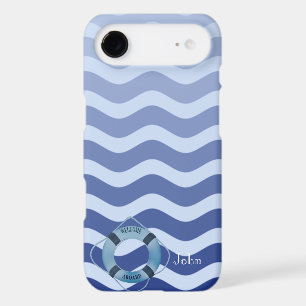Marin Nautique Rayures Vagues Bleu Marine