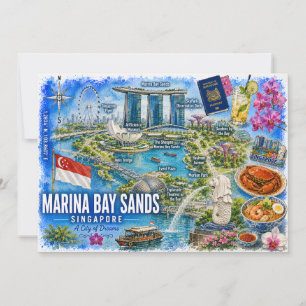Marina Bay Sands Singapour Carte Postale Aquarelle