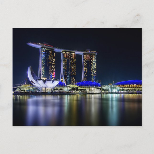 Marina Bay, Singapore at night Postcard (Front)