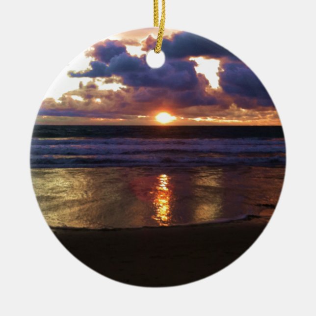 Marina del Rey Sunset Ceramic Ornament (Front)
