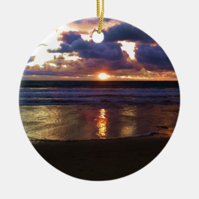 Marina del Rey Sunset Ceramic Ornament (Front)