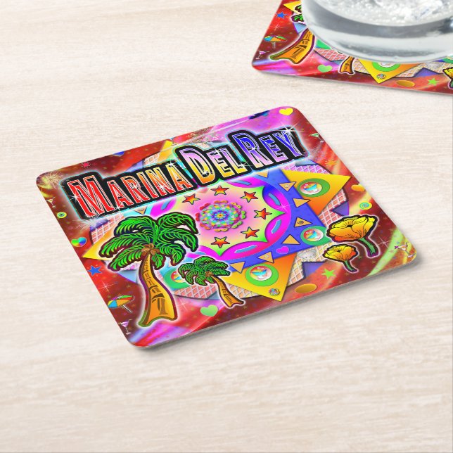 Marina Del Rey Tropical Friends Coaster (Angled)
