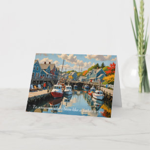 Marina in the Little Fishing Village Father's Day Holiday Card