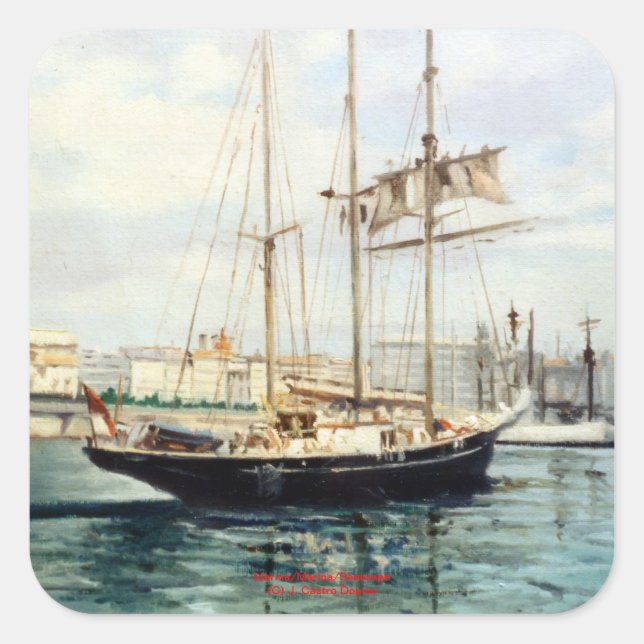 Marina/Mariña/Seascape Square Sticker (Front)