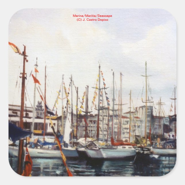 Marina/Mariña/Seascape Square Sticker (Front)