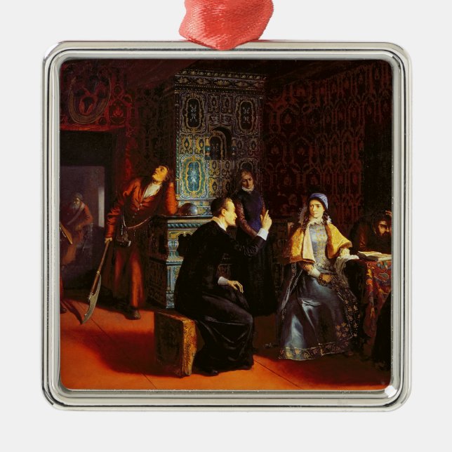 Marina Mniszech under Arrest with A Priest, 1883 Metal Ornament (Front)