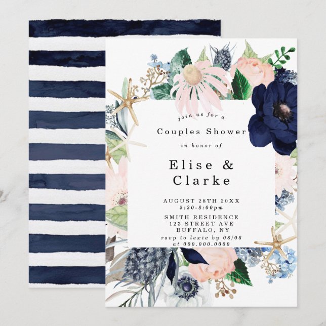 Marina Nautique Fleurit Couples Douche Invitations (Devant / Derrière)