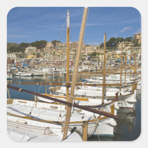 Marina, Port de Soller, West coast, Mallorca, Square Sticker