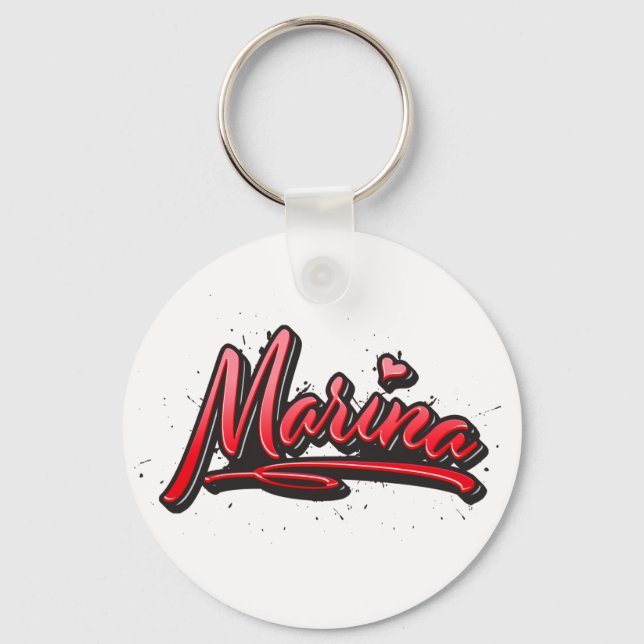 Marina red Heart Graffiti Schlüsselanhänger Keychain (Front)