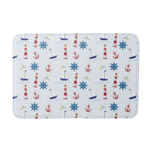 Marina Themed Sailboat Pattern Bath Mat