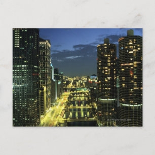 Marina Towers, Chicago River, Wacker Drive, Postcard