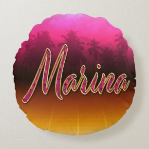 Marina Vorname Name golden pink Kissen Round Pillow