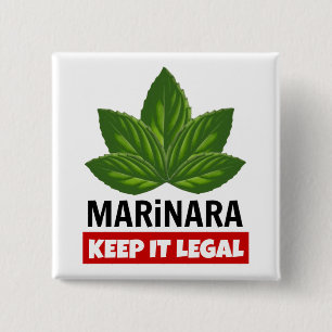 Marinara Keep it Legal Basil Leaves 2 Inch Square Button