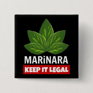 Marinara Keep it Legal Basil Leaves 2 Inch Square Button