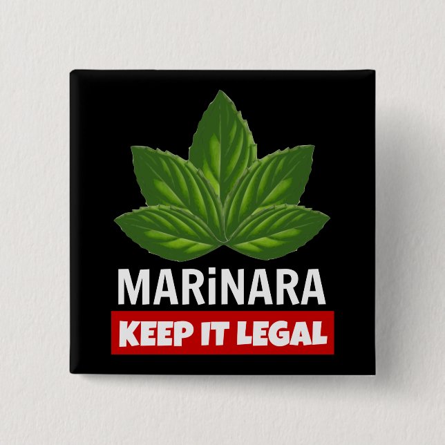 Marinara Keep it Legal Basil Leaves 2 Inch Square Button (Front)