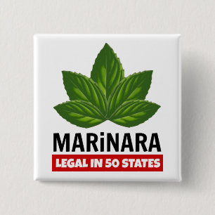 Marinara Legal 50 States Basil Leaves Food Humour 2 Inch Square Button