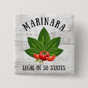 Marinara Legal in 50 States Basil and Tomatoes 2 Inch Square Button
