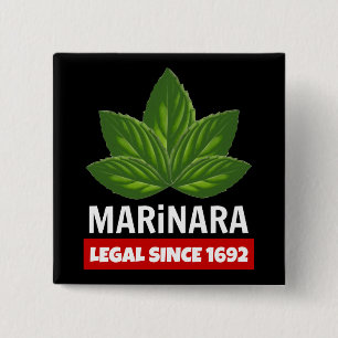 Marinara Legal Since 1692 Basil Leaves 2 Inch Square Button