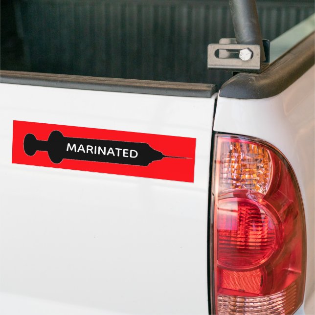 MARINATED BUMPER STICKER (On Truck)