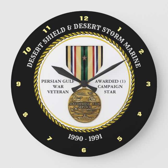 MARINE 1 STAR  / DESERT SHIELD & STORM LARGE CLOCK (Front)