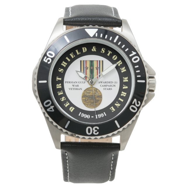 MARINE 3 CAMPAIGN STARS Desert Storm Marine Watch (Front)