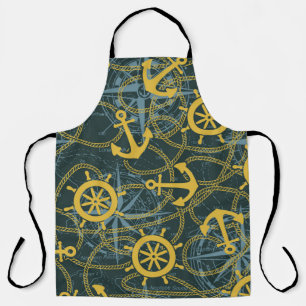 Marine anchor ship rudder and rope with wind rose  apron