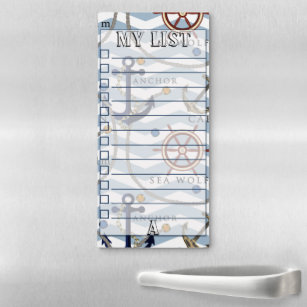 Marine ,anchor, steering ,monogrammed ,personalize magnetic notepad