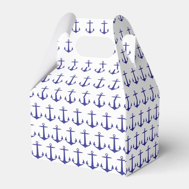 Marine Anchor White and Blue Pattern Custom Favor Box (Back Side)
