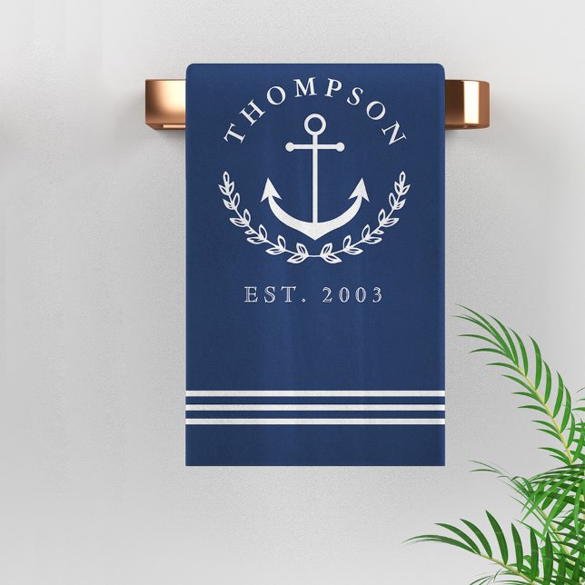 Marine Ancre blanche Wreath Nom nautique et année  (Créateur téléchargé)