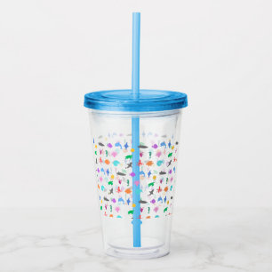 Marine animals patterned acrylic tumbler