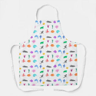 Marine animals patterned apron