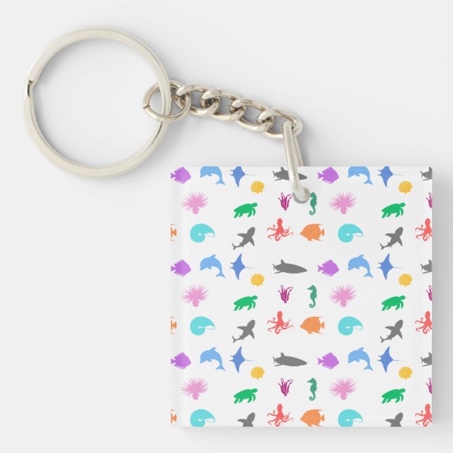 Marine animals patterned keychain (Front)