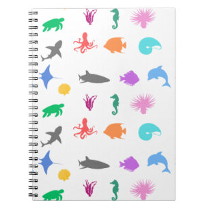 Marine animals patterned notebook