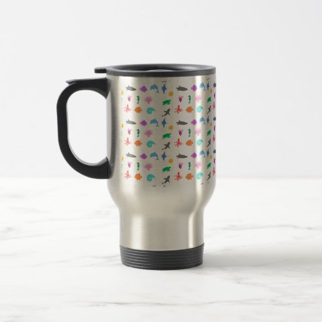 Marine animals patterned travel mug (Left)