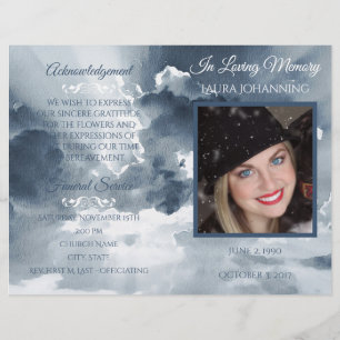 Marine Aquarelle Nuages Photo Funeral Programme