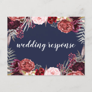 Marine Automne Marsala Peony Mariage RSVP Cartes p