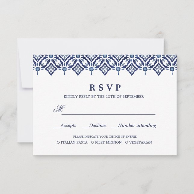 Marine Azulejo | CHOIX DE REPAS DE MARIAGE RSVP (Devant)