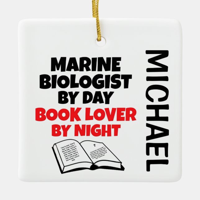 Marine Biologist Loves Reading CUSTOM Ceramic Ornament (Front)