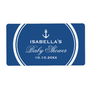 Marine bleu baby shower bouteille d'eau étiquettes