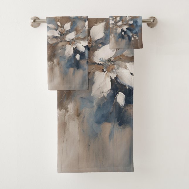 Marine Bleu clair Brown Floral moderne (En situation)