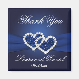 Marine Bleu Coeurs joints Mariage Faveur Aimant