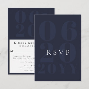 Marine bleu minimaliste Gras Type Mariage RSVP