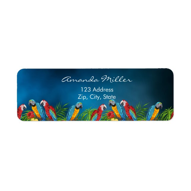 Marine bleu perroquets palmiers feuilles adresse d (Devant)