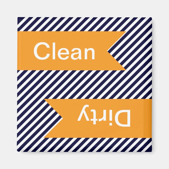 Marine Bleu rayé propre - Magnets de lave-vaissell (Devant)