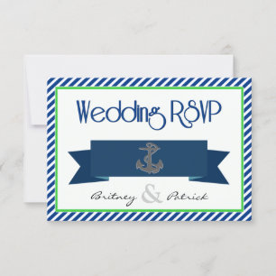 Marine Bleu Vert Blanc Nautique Mariage Cartes RSV