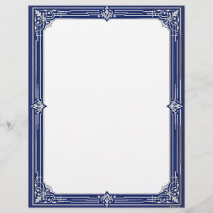 Marine Blue and Silver Art Deco Stationery
