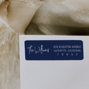 Marine Blue and White Fun Modern Return Adresse