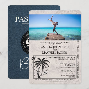 Marine Blue Bahamas Passport Faire-part de mariage